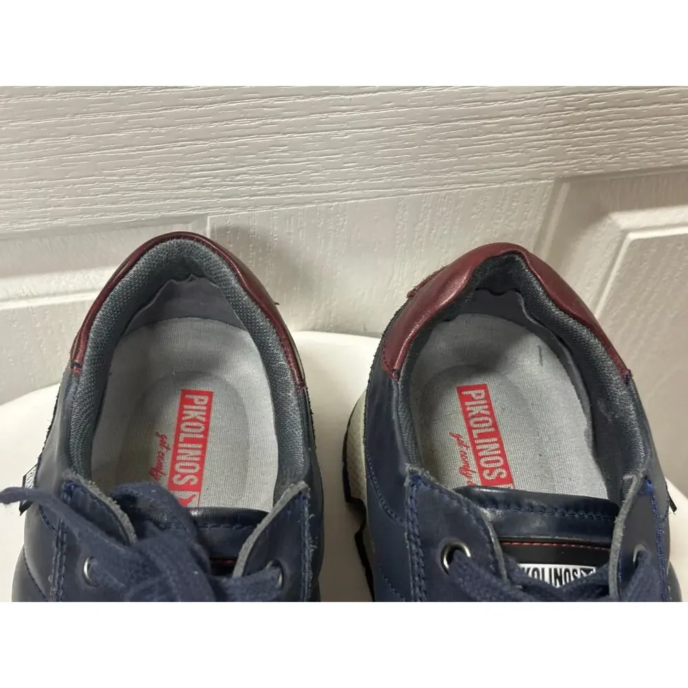 Pikolinos Ferrol Men’s Navy Leather Lace-Up Comfort Sneakers EUR 43 (US 9–9.5)